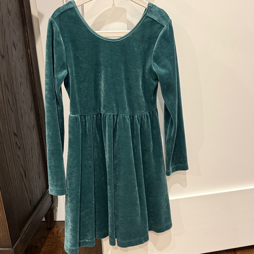Elegant Green Velvet Kids Dress